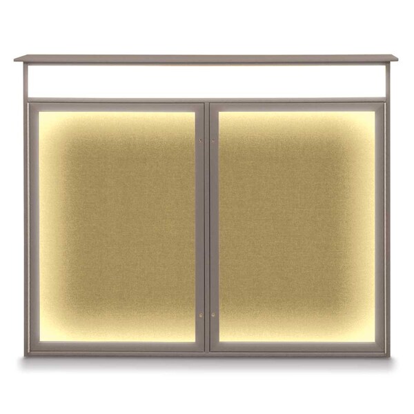 United Visual Products Open Faced Traditional Rounded Corkboard UV645ARC-BLACK-MEDGRY - main